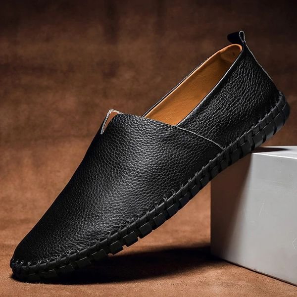 Frederik | Herre Slip-on Pebbled Lær Loafers med Kontraststing