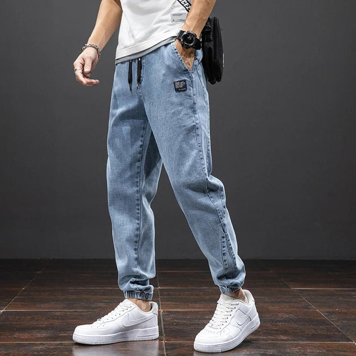 William | Herres Stretch Denim Jogger Bukser med Elastisk Midje