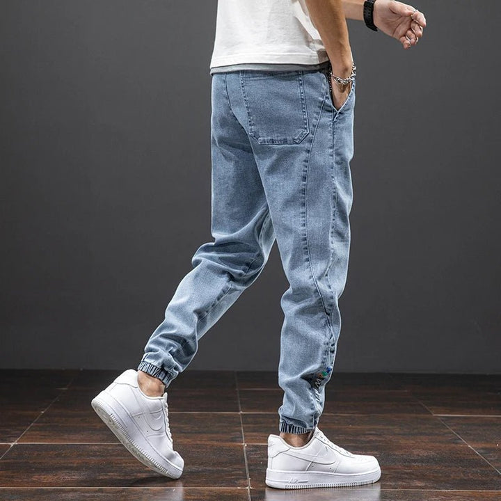 William | Herres Stretch Denim Jogger Bukser med Elastisk Midje