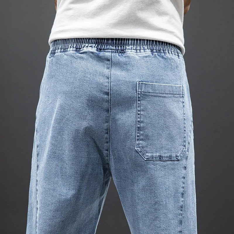 William | Herres Stretch Denim Jogger Bukser med Elastisk Midje