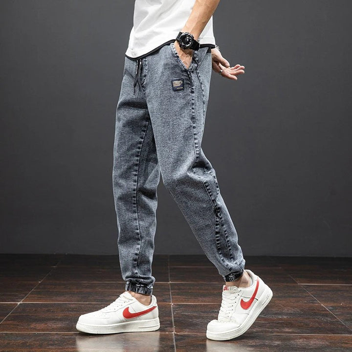 William | Herres Stretch Denim Jogger Bukser med Elastisk Midje