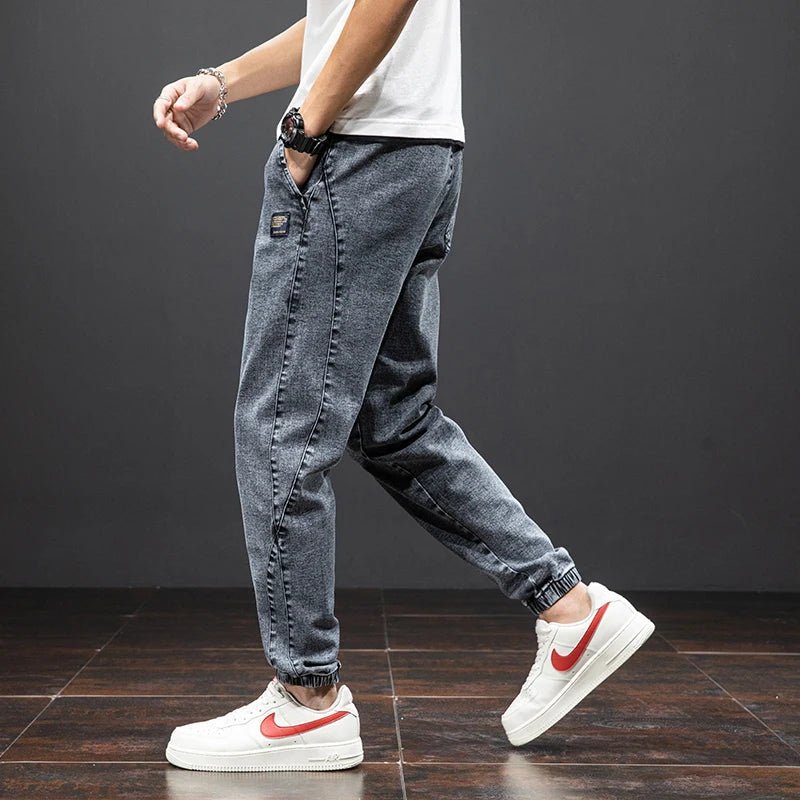 William | Herres Stretch Denim Jogger Bukser med Elastisk Midje