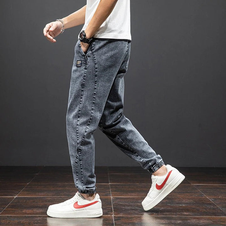 William | Herres Stretch Denim Jogger Bukser med Elastisk Midje