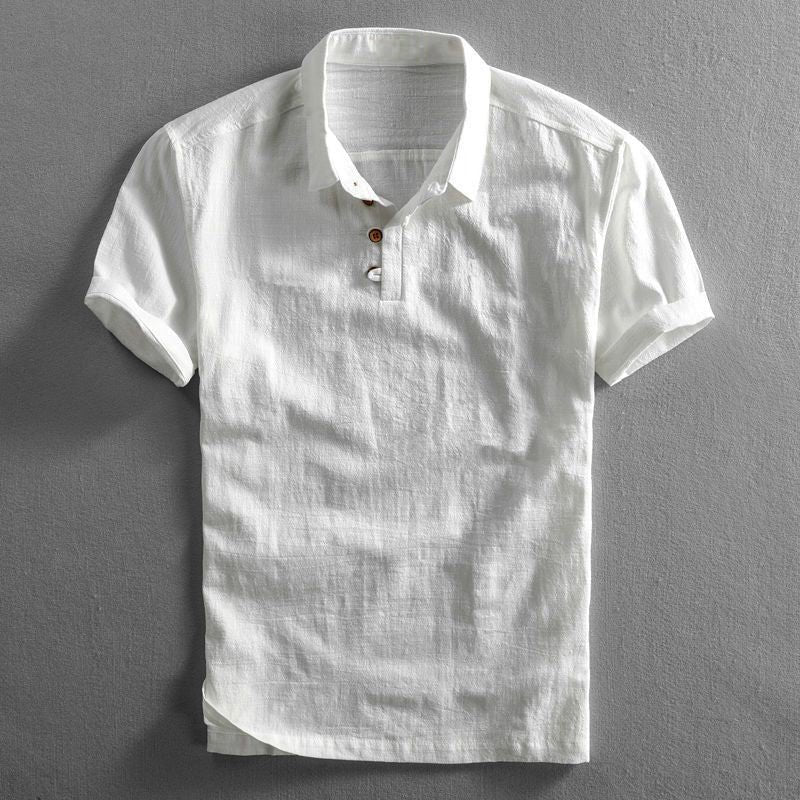 Emil | Herre Boho Kortermet Lin Skjorte Regular Fit Polo Krage