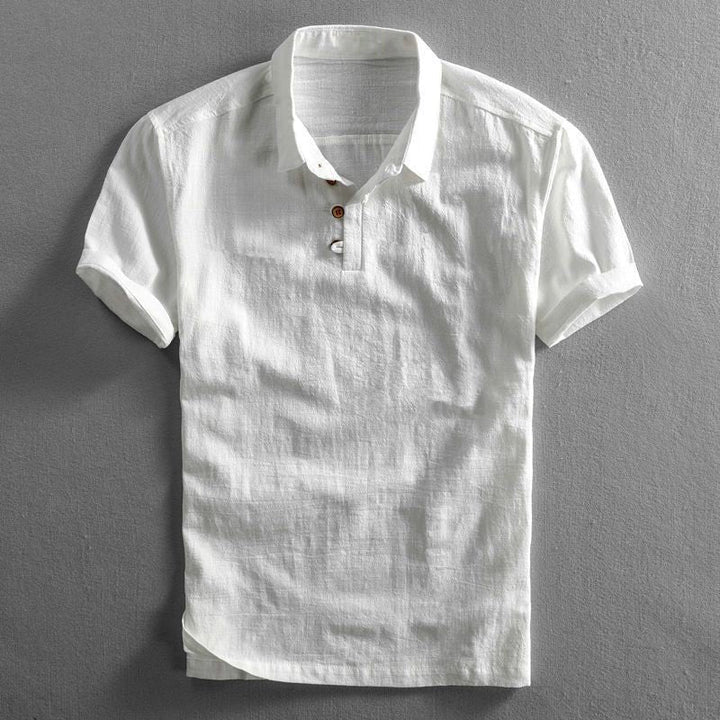 Emil | Herre Boho Kortermet Lin Skjorte Regular Fit Polo Krage