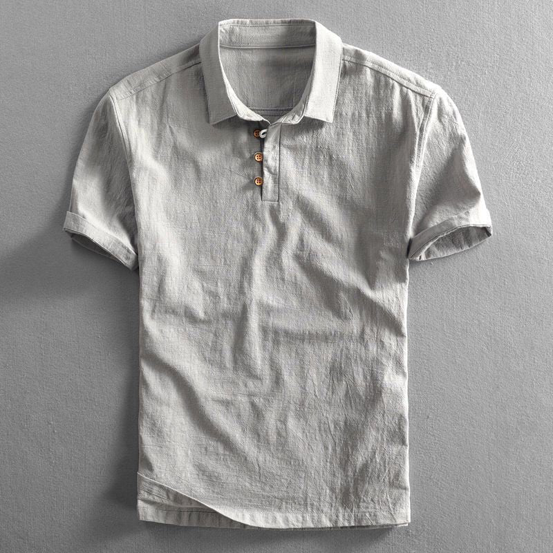 Emil | Herre Boho Kortermet Lin Skjorte Regular Fit Polo Krage