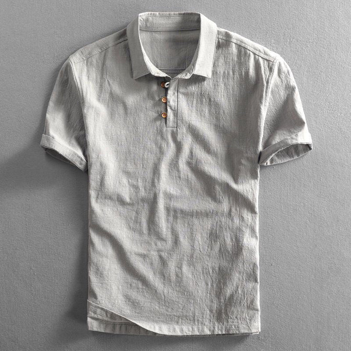 Emil | Herre Boho Kortermet Lin Skjorte Regular Fit Polo Krage