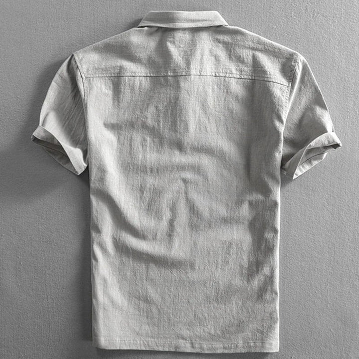 Emil | Herre Boho Kortermet Lin Skjorte Regular Fit Polo Krage