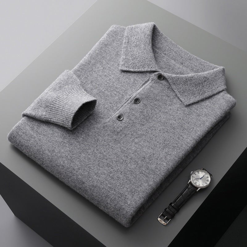 Henrik | Herre Langermet Regular-Fit Strikket Polo Genser