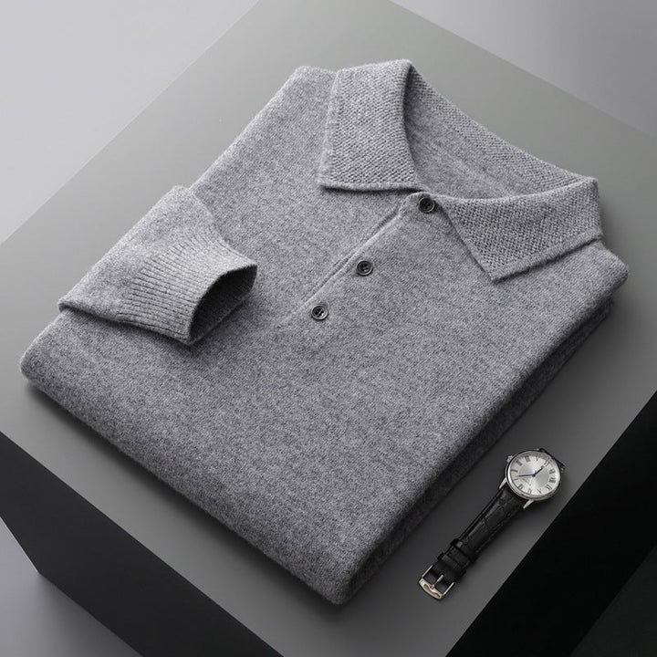 Henrik | Herre Langermet Regular-Fit Strikket Polo Genser