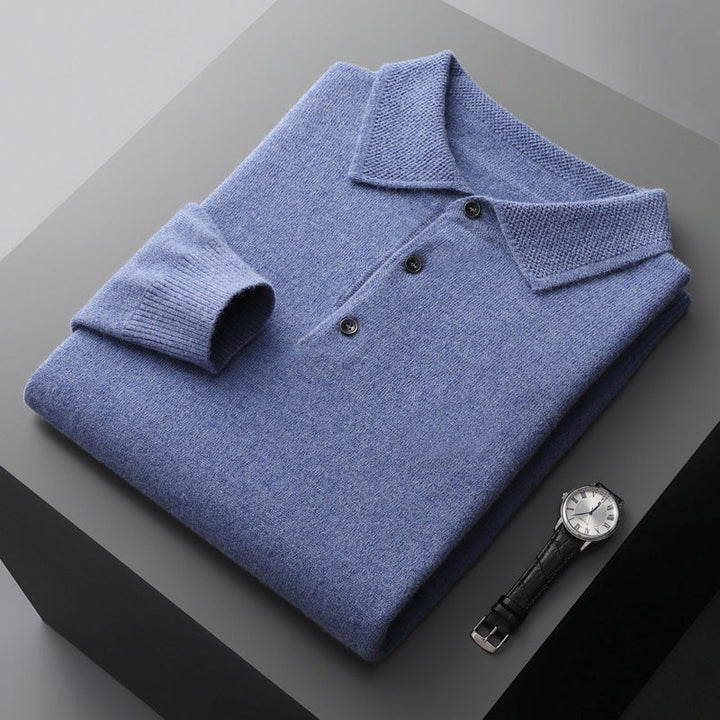 Henrik | Herre Langermet Regular-Fit Strikket Polo Genser