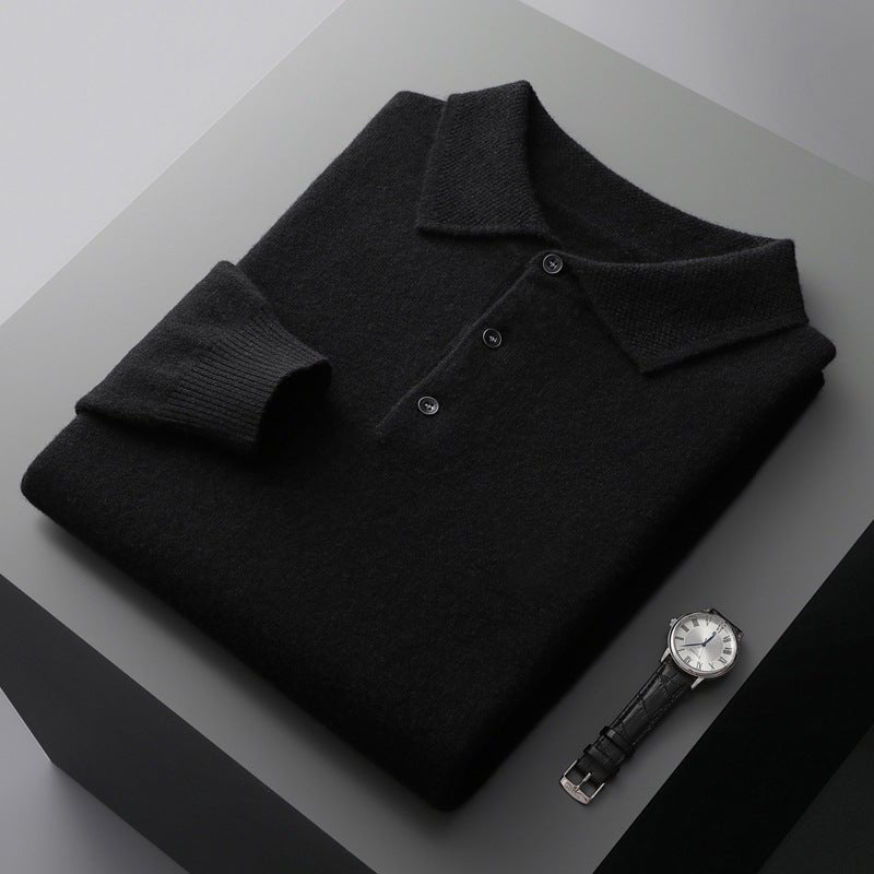 Henrik | Herre Langermet Regular-Fit Strikket Polo Genser