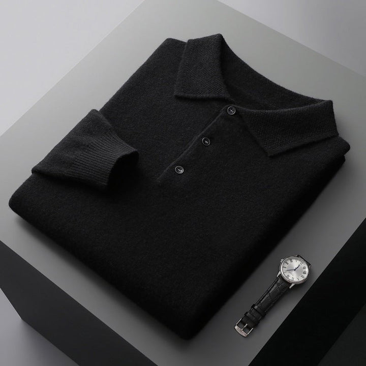 Henrik | Herre Langermet Regular-Fit Strikket Polo Genser