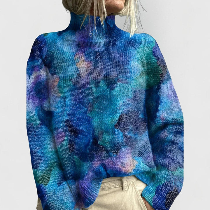 Laura | Dame Blomstrete Turtleneck Genser Løs Passform