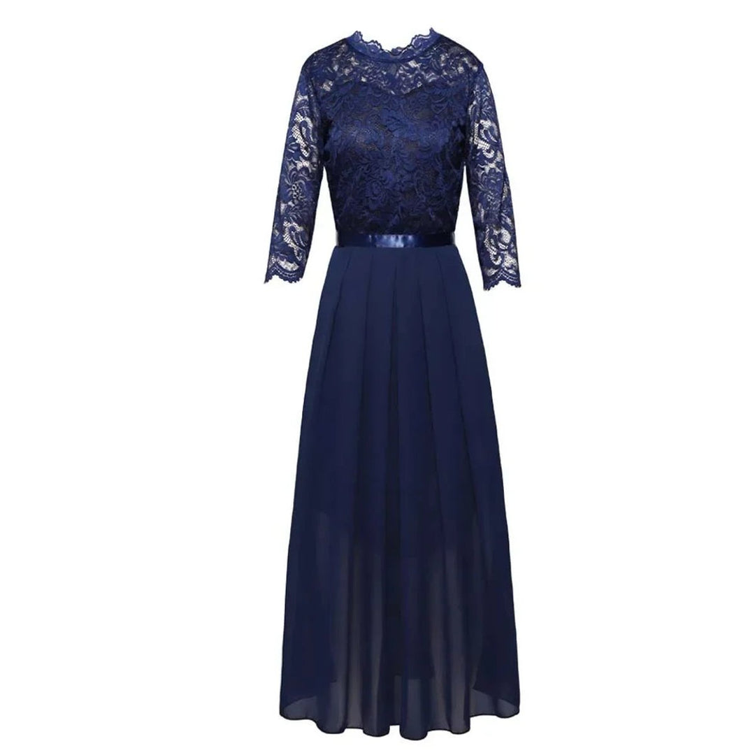 Karla | Kvinne Lace Maxi Kjole Plisserte Ermer Formelle Kjoler Kvelds
