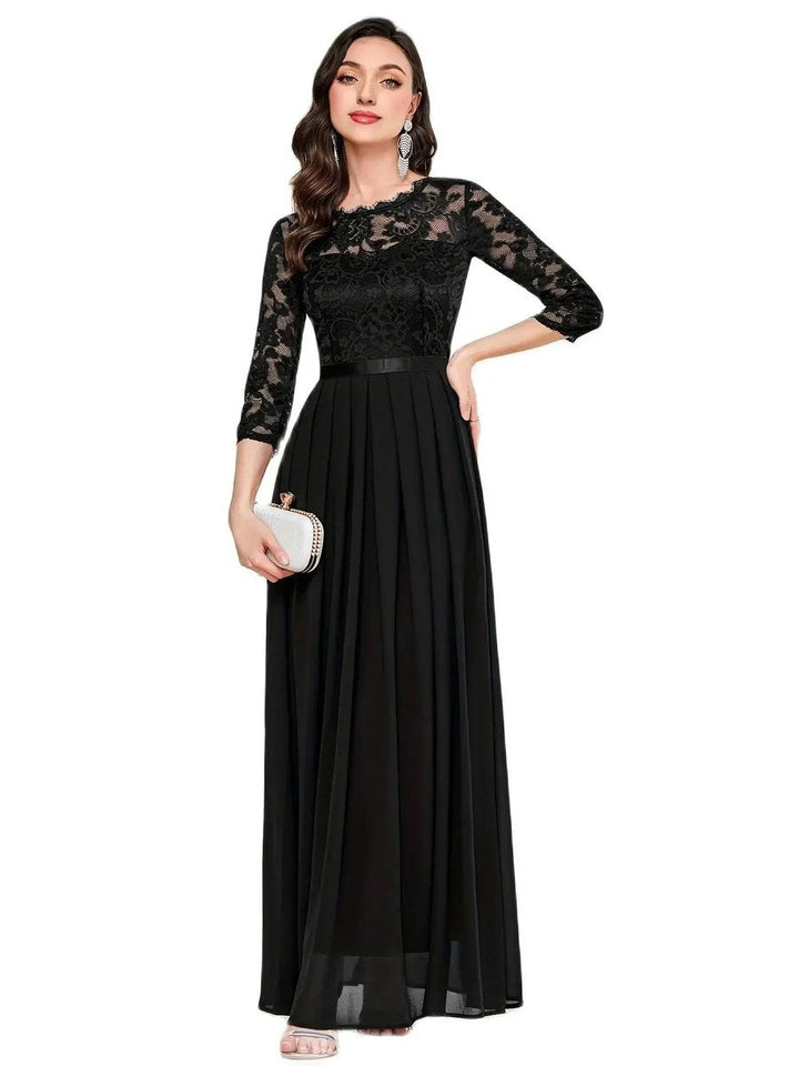 Karla | Kvinne Lace Maxi Kjole Plisserte Ermer Formelle Kjoler Kvelds