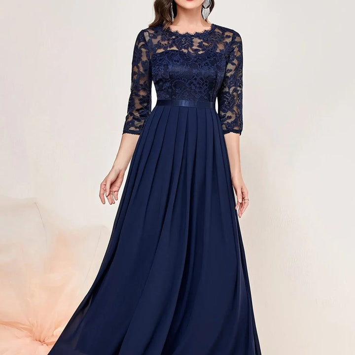 Karla | Kvinne Lace Maxi Kjole Plisserte Ermer Formelle Kjoler Kvelds