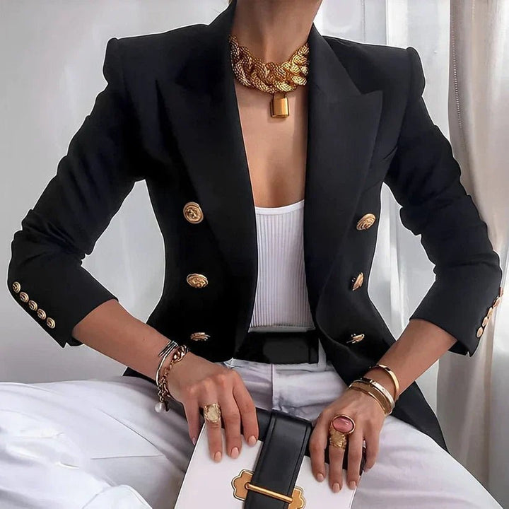 Anna | Dame Dobbeltradet Blazer med Gullknapper