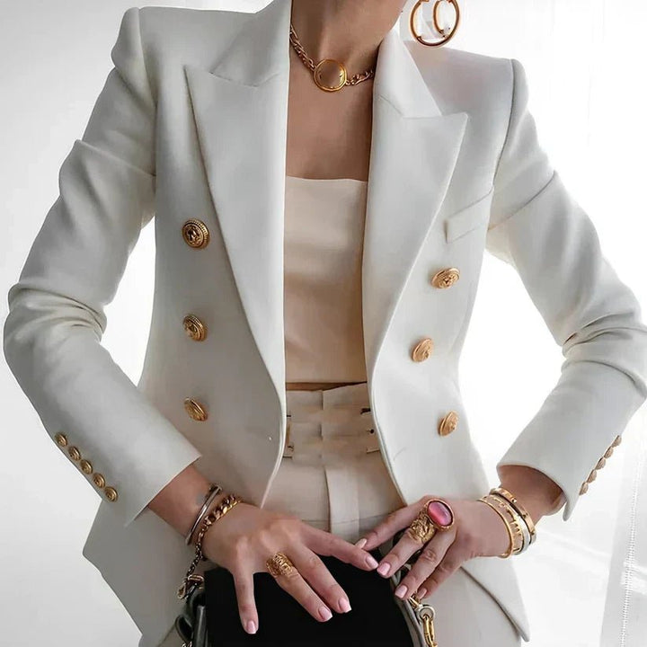 Anna | Dame Dobbeltradet Blazer med Gullknapper