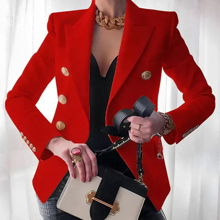 Anna | Dame Dobbeltradet Blazer med Gullknapper