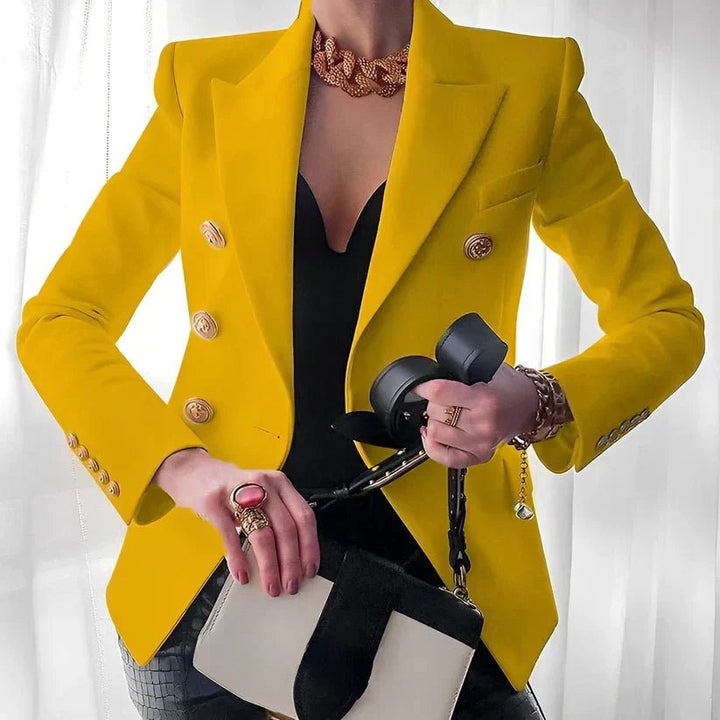 Anna | Dame Dobbeltradet Blazer med Gullknapper
