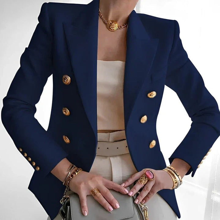 Anna | Dame Dobbeltradet Blazer med Gullknapper