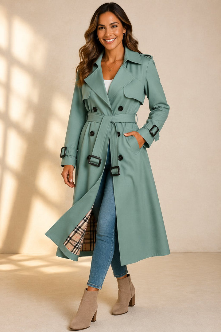 Karla | Kvinne Dobbelspent Belte Trench Coat Lang