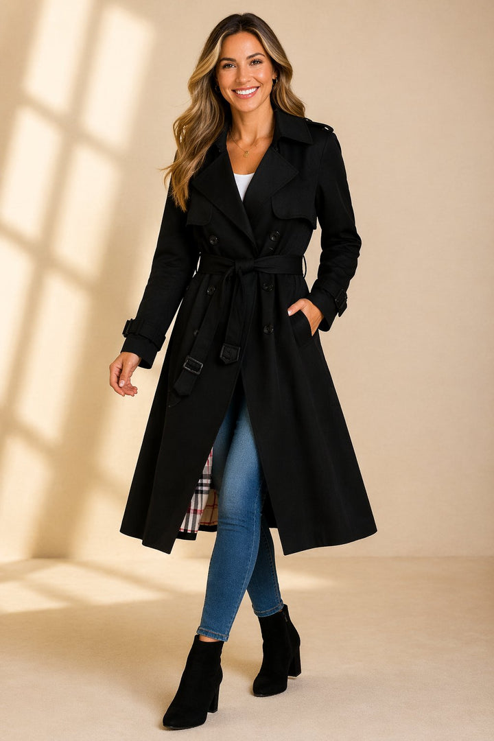 Karla | Kvinne Dobbelspent Belte Trench Coat Lang