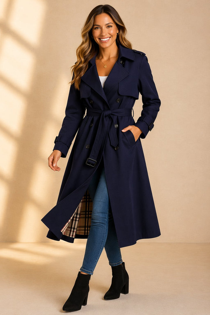 Karla | Kvinne Dobbelspent Belte Trench Coat Lang
