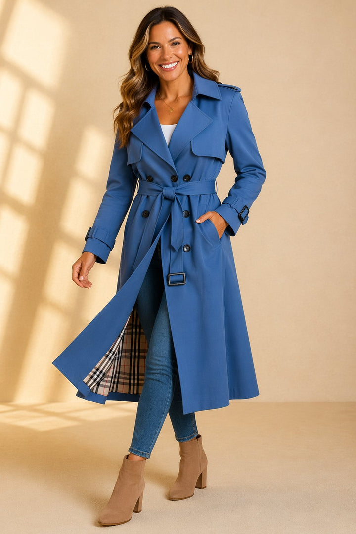 Karla | Kvinne Dobbelspent Belte Trench Coat Lang