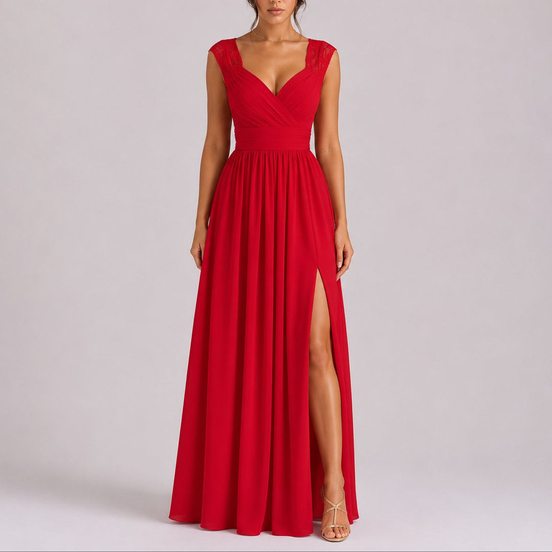 Josefine | Kvinne Elegant Off-Shoulder Maxi Kjole for Høst Bryllupsgjester