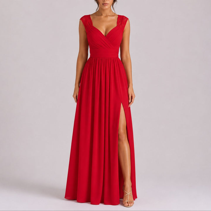 Josefine | Kvinne Elegant Off-Shoulder Maxi Kjole for Høst Bryllupsgjester