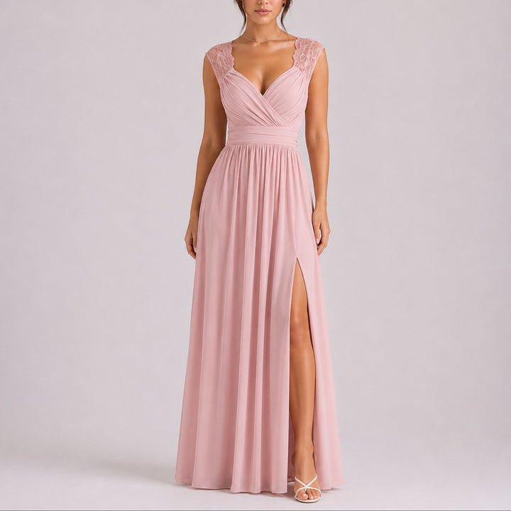 Josefine | Kvinne Elegant Off-Shoulder Maxi Kjole for Høst Bryllupsgjester