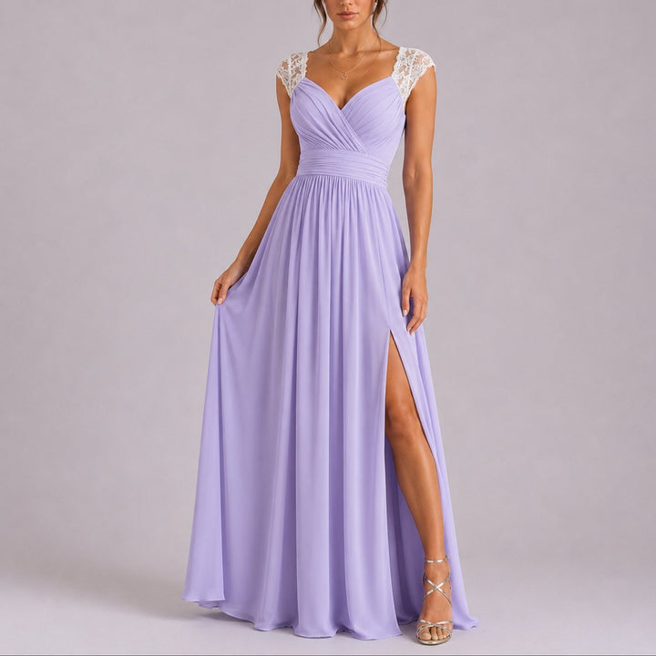 Josefine | Kvinne Elegant Off-Shoulder Maxi Kjole for Høst Bryllupsgjester