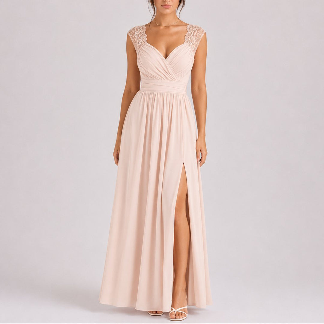 Josefine | Kvinne Elegant Off-Shoulder Maxi Kjole for Høst Bryllupsgjester