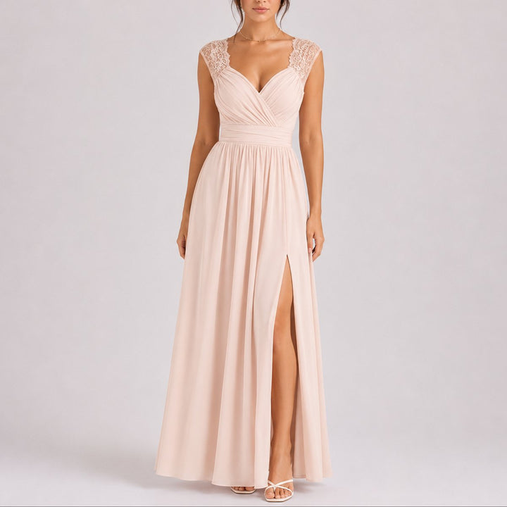 Josefine | Kvinne Elegant Off-Shoulder Maxi Kjole for Høst Bryllupsgjester