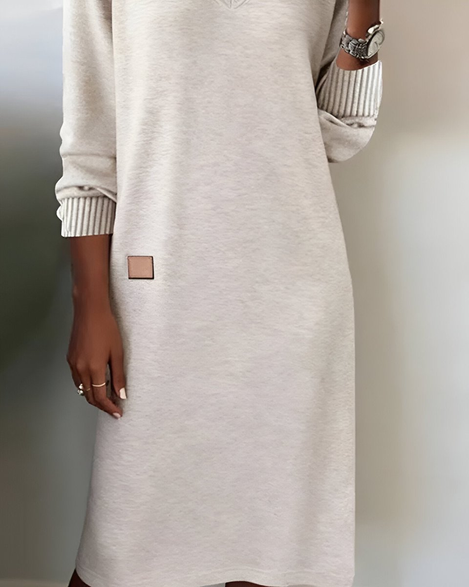 Lea | Kvinne Langermet V-hals Midi Festkjoler Casual Elegance