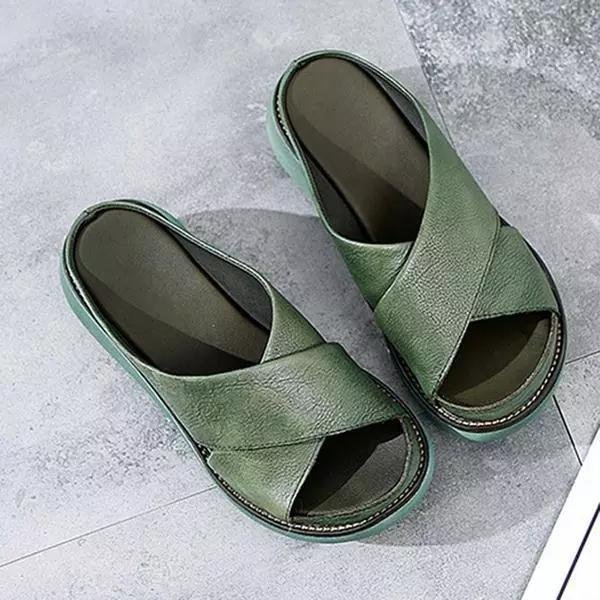 Josefine | Kvinne Padded Cross Strap Flate Sandaler