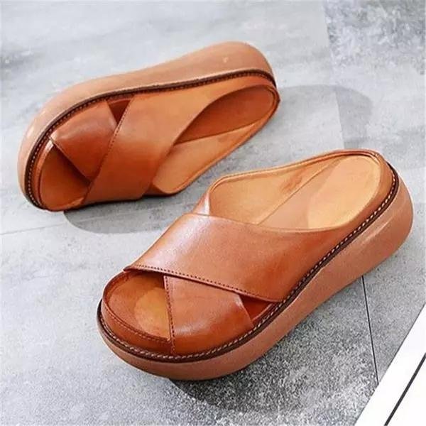 Josefine | Kvinne Padded Cross Strap Flate Sandaler