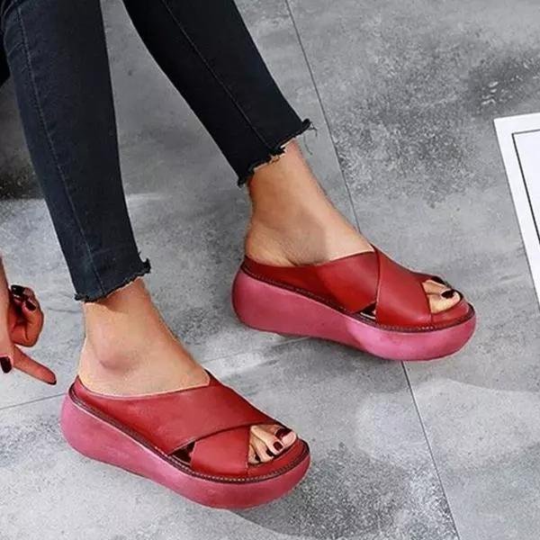 Josefine | Kvinne Padded Cross Strap Flate Sandaler