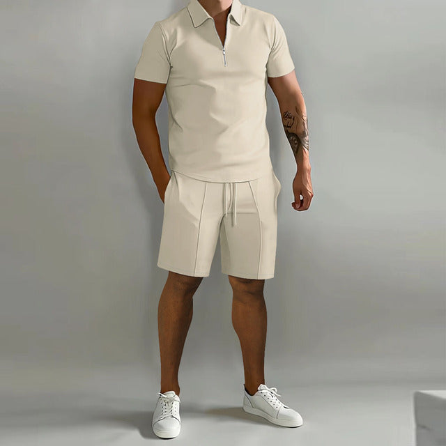 Arne | Herre Polo med Glidelås og Casual Shorts Sett