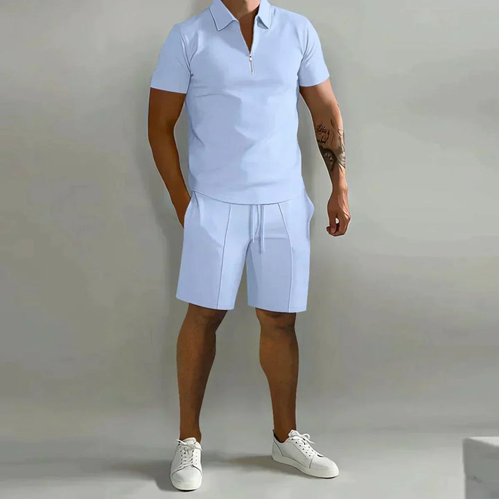 Arne | Herre Polo med Glidelås og Casual Shorts Sett