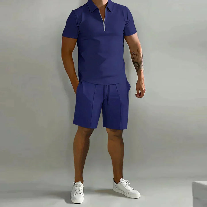 Arne | Herre Polo med Glidelås og Casual Shorts Sett