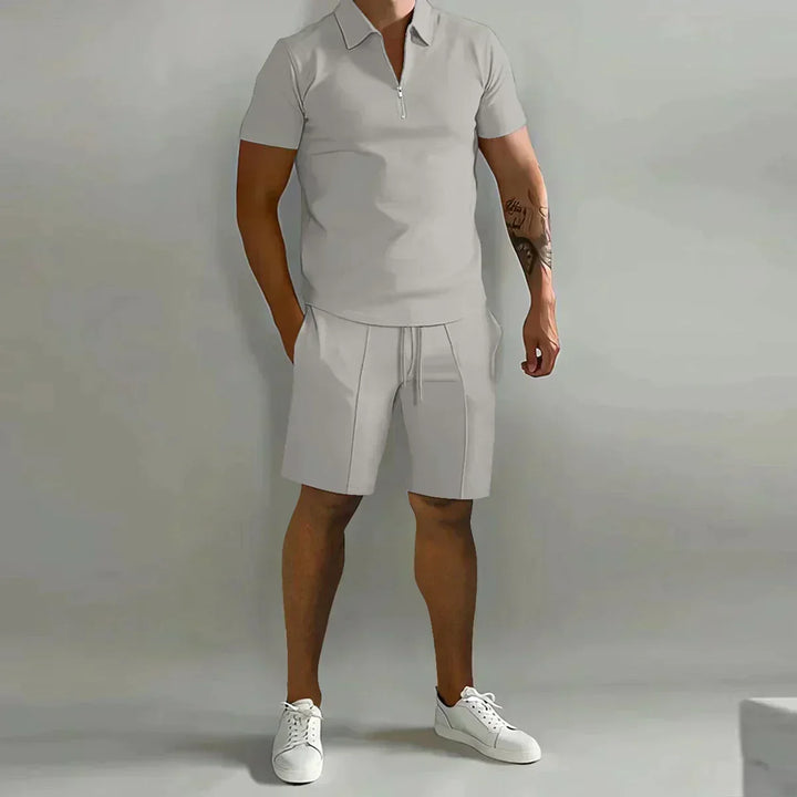 Arne | Herre Polo med Glidelås og Casual Shorts Sett