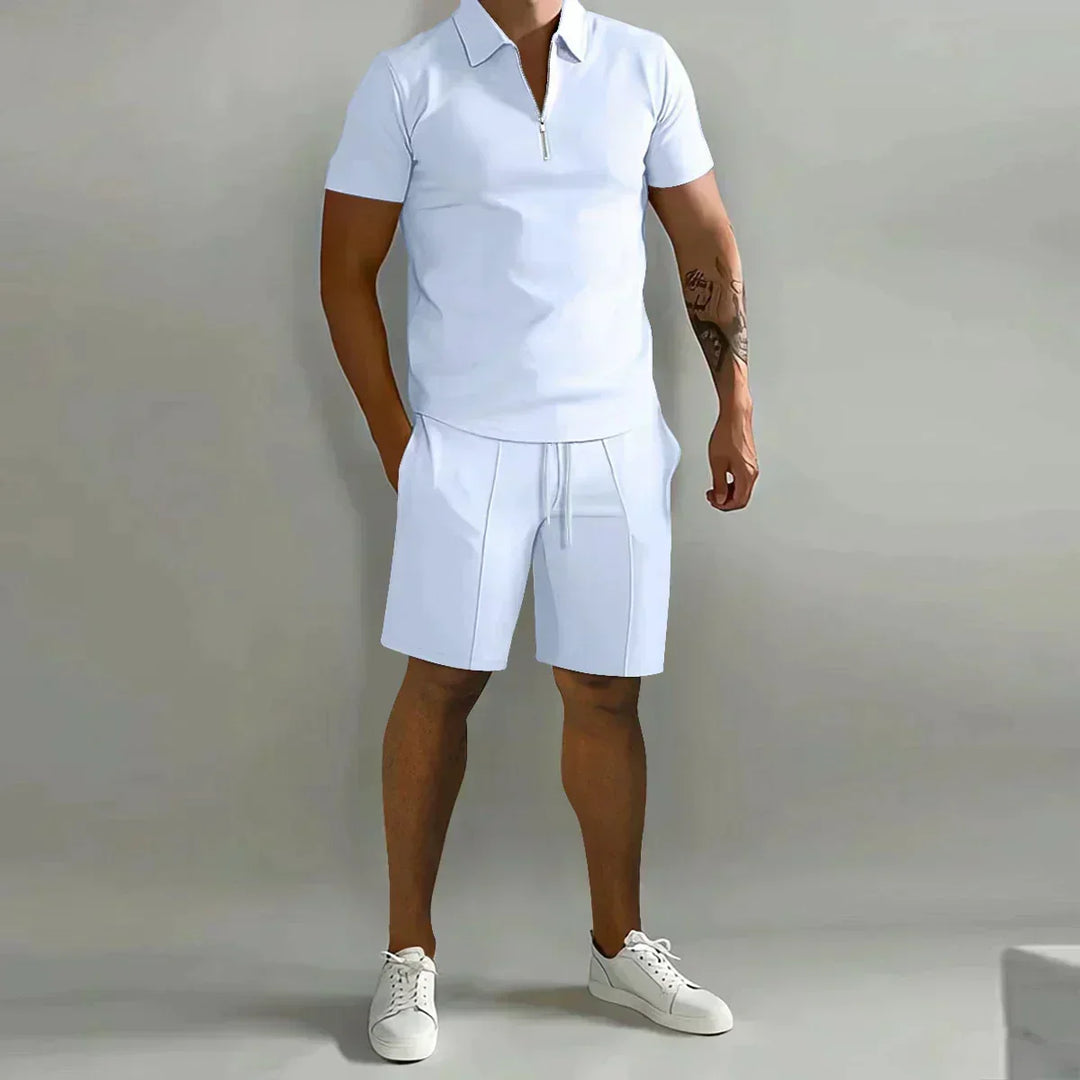 Arne | Herre Polo med Glidelås og Casual Shorts Sett