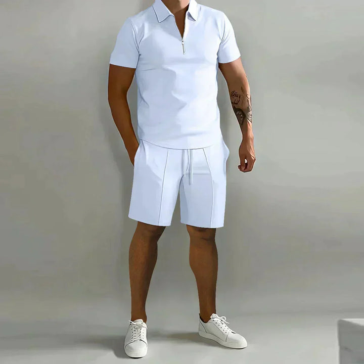 Arne | Herre Polo med Glidelås og Casual Shorts Sett