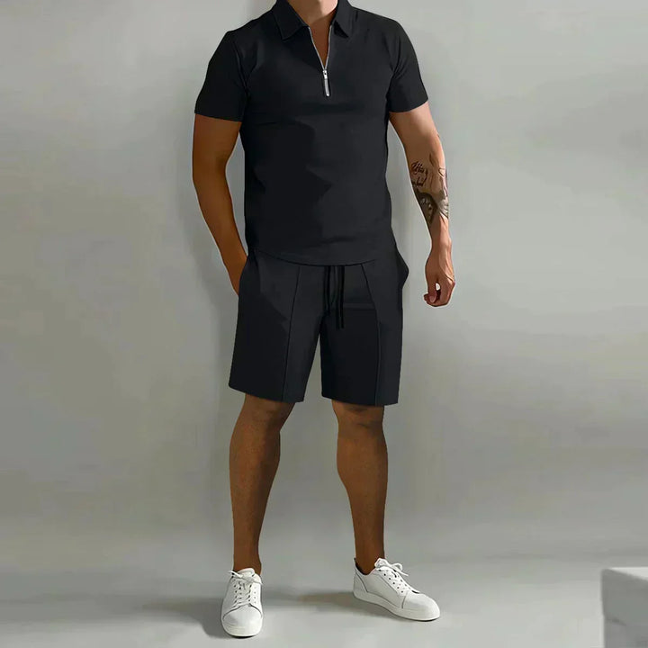 Arne | Herre Polo med Glidelås og Casual Shorts Sett