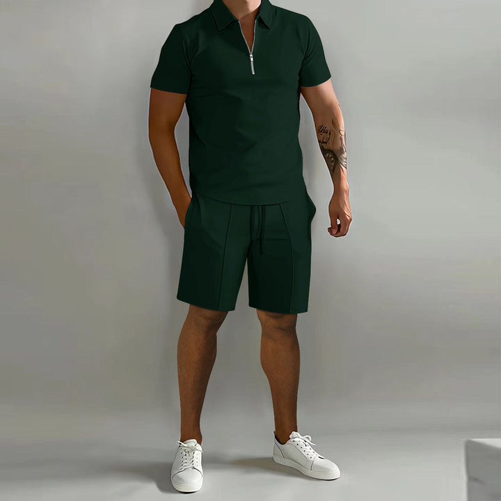 Arne | Herre Polo med Glidelås og Casual Shorts Sett