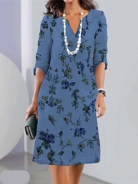 Maja | Pluss Størrelse Blomsterkjole V-Hals Tunika Stil
