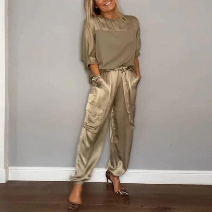 Anna | Plus Size Kvinners Sett Bukse Top Utility Lommer Løs Passform
